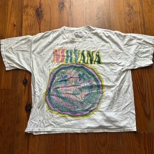 Nirvana White Cotton Tee with Iconic Logo